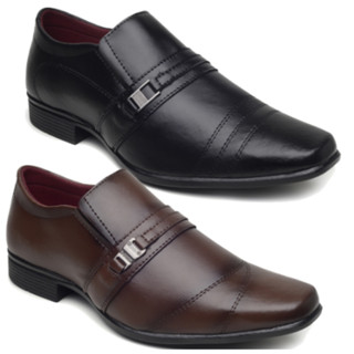 Kit 2 Pares Sapato Social Masculino Preto E Cappuccino