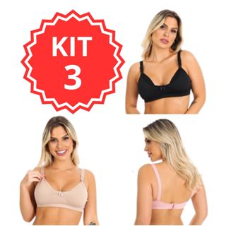 Kit 3 Sutiã de Amamentação pós parto sutian para gestante sem bojo super confortável gestação