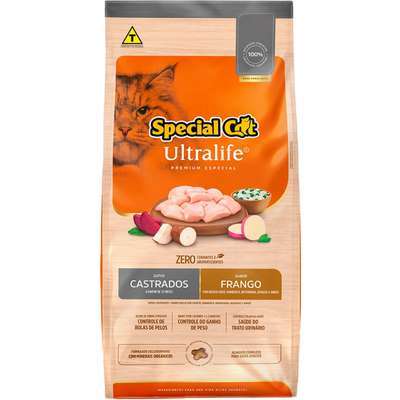 Ração Seca Special Cat Ultralife Premium Especial Frango e Arroz para Gatos Castrados 10,1kg