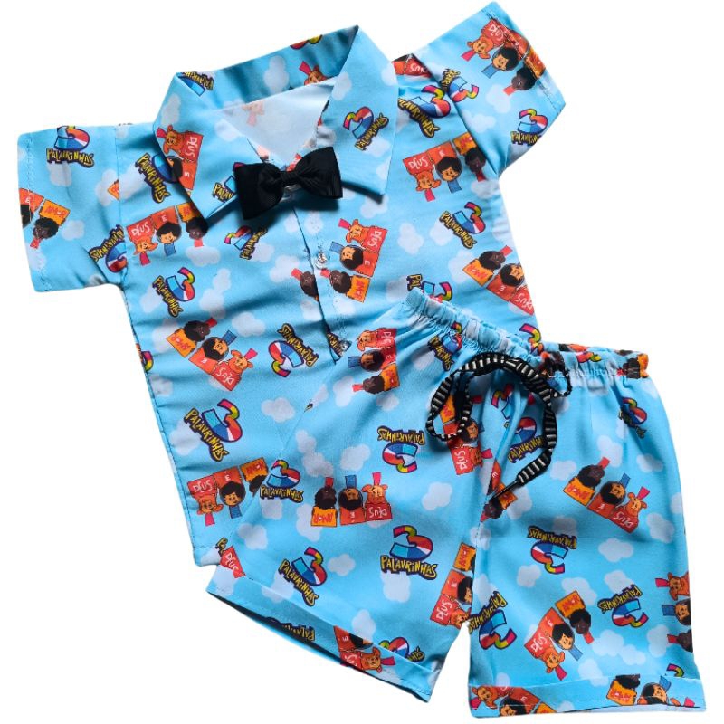 Roupa 3 Palavrinhas Menino Gravata Conjunto três Palavrinhas
