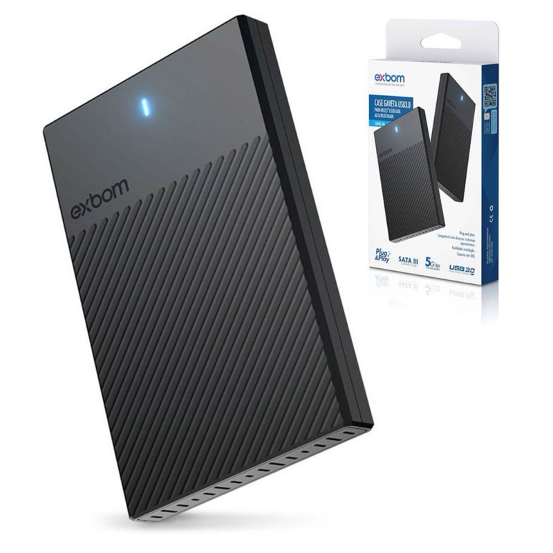 Case 3.0 para HD de Notebook ou SSD SATA de 2.5 Polegadas USB 3.0 Externo com LED para PC Notebook PS3 PS4 Switch