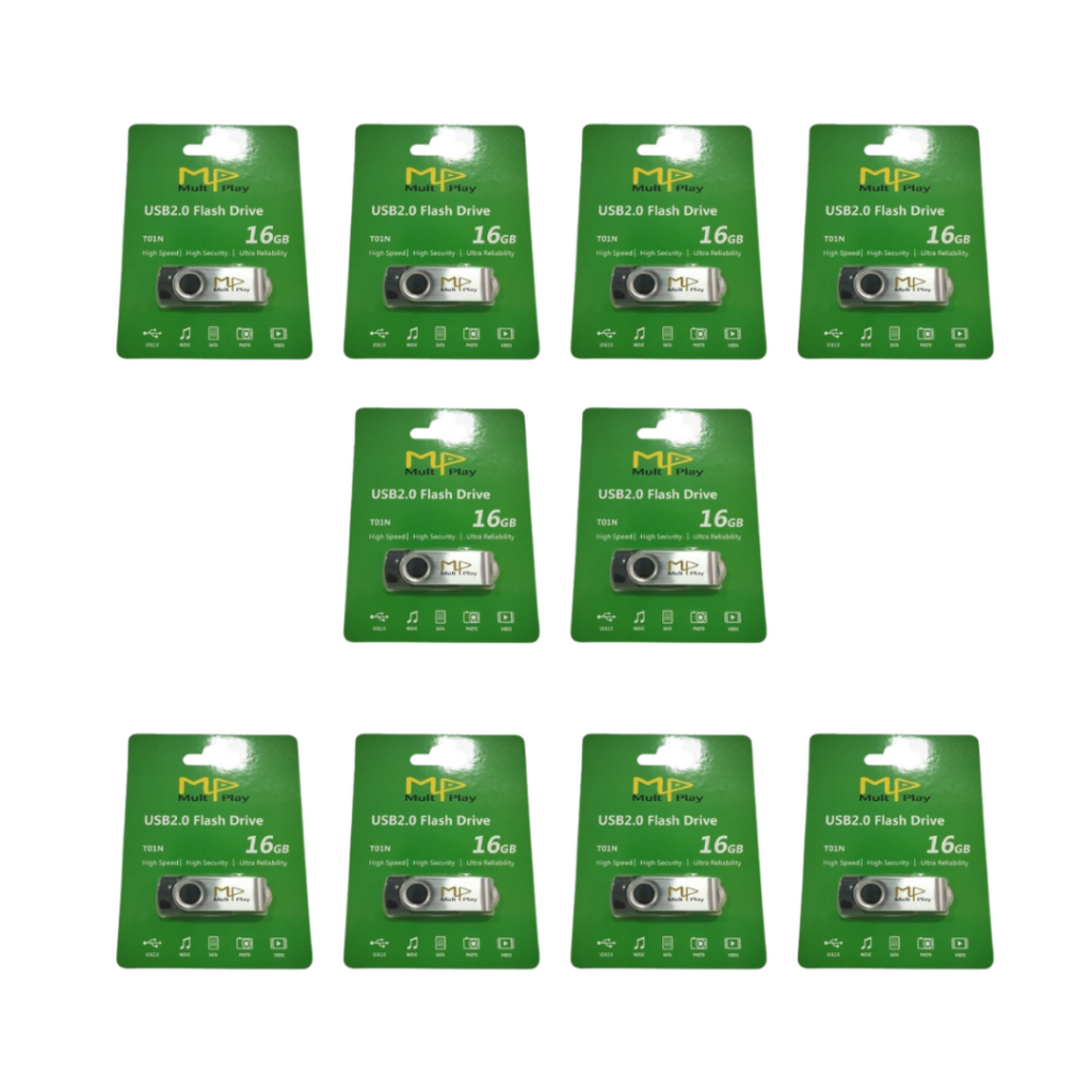 Kit 10 Pen Drive 16gb - Mult Play Usb 2.0 Pendrive
