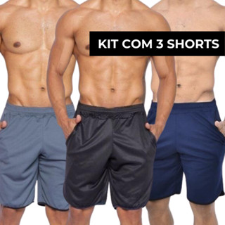 Kit 3 Bermuda Short Masculino Poliéster Dry Esportivo