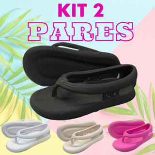 Kit 2 Pares Sandália Flip Flop Respirável Feminino Lançamento