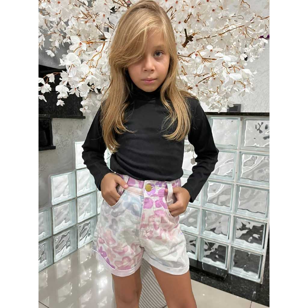 Shorts Jeans Feminina Juvenil Flores