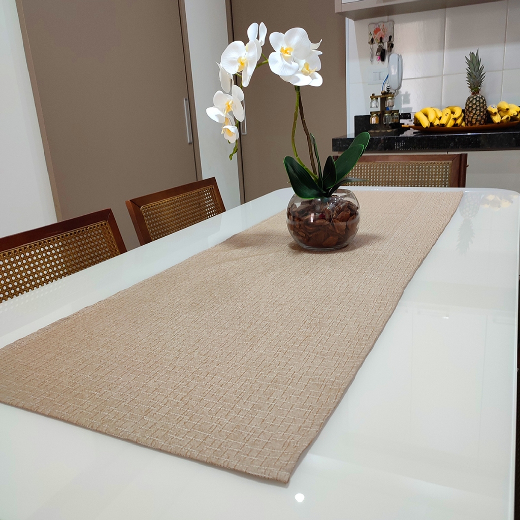 Caminho Trilho de Mesa Decorativo Linhão 1,80m x 0,50m Decoração - Avelã