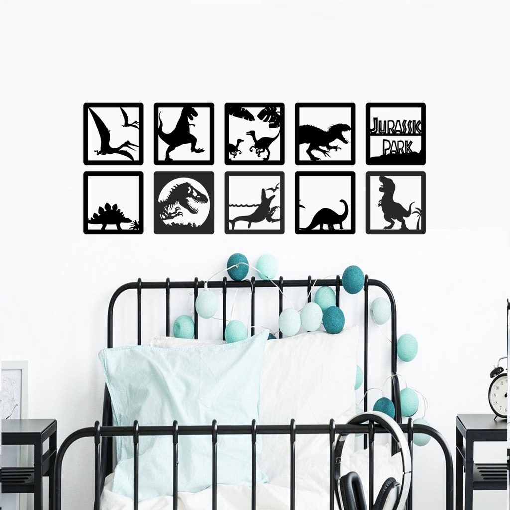Kit 10 Mini Quadros Vazados Jurassic Park Dinos Decoração em Mdf 3mm Decoração Quarto em Oferta na Shopee