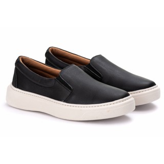 tenis sapatenis casual iate em couro legitimo confortavel slip on dia a dia