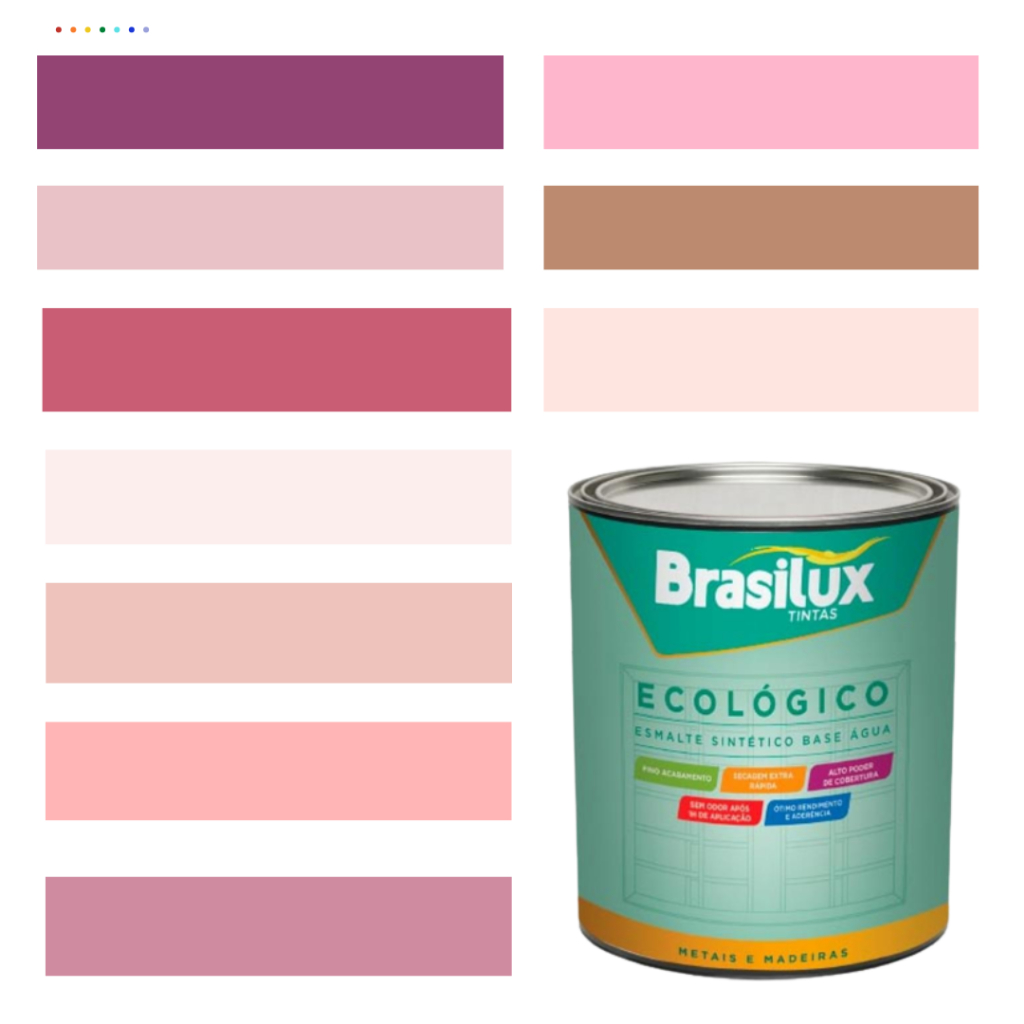 Esmalte Sintético Brasilux Base Água Ecologico Cor Rosa 800ML Brilhante