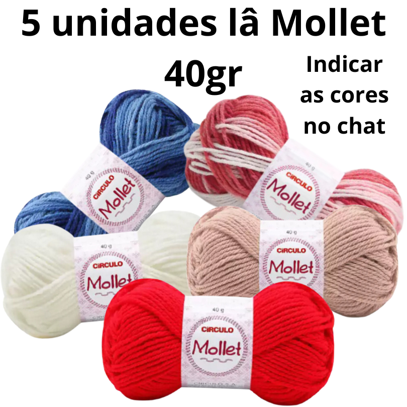 Kit com 5 unidades Lã Mollet 40gr círculo