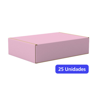 Kit 25 Caixas de Papelão Rosa - 26x24x7 – Caixas de Papelão Envios Coloridas Correios E-commerce em Oferta na Shopee