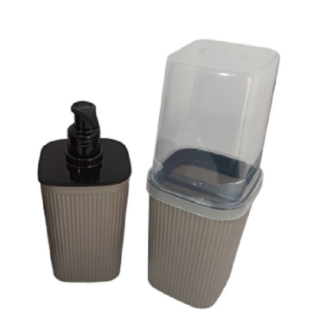 CONJUNTO BANHEIRO PORTA ESCOVA DENTAL+PORTA SABONETE LIQUÍDO  BANHEITO LUXO REF 100