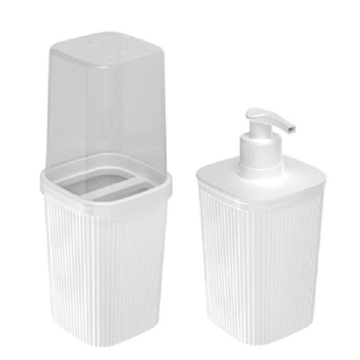 CONJUNTO PARA BANHEIRO LUXO PORTA ESCOVA+PORTA SABONETE LIQUIDO REF 100