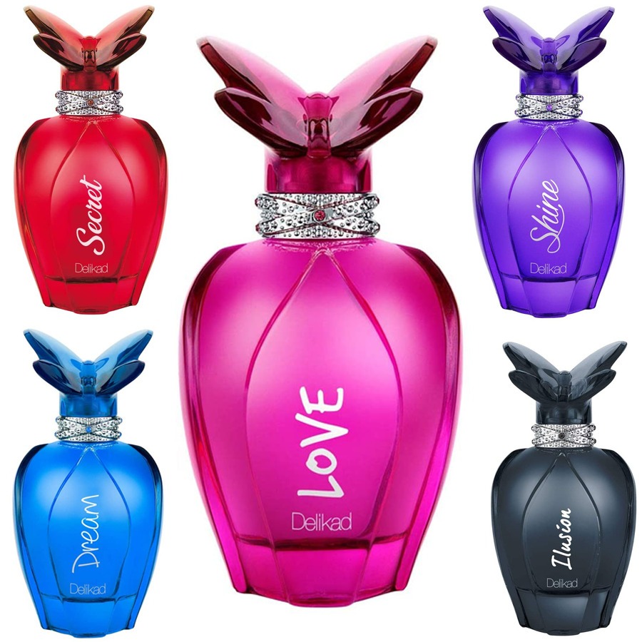 Deo Colônia Butterfly Collection Dream Freedom Love Ilusion Shine Secret Kit 4 Perfumes Delikad