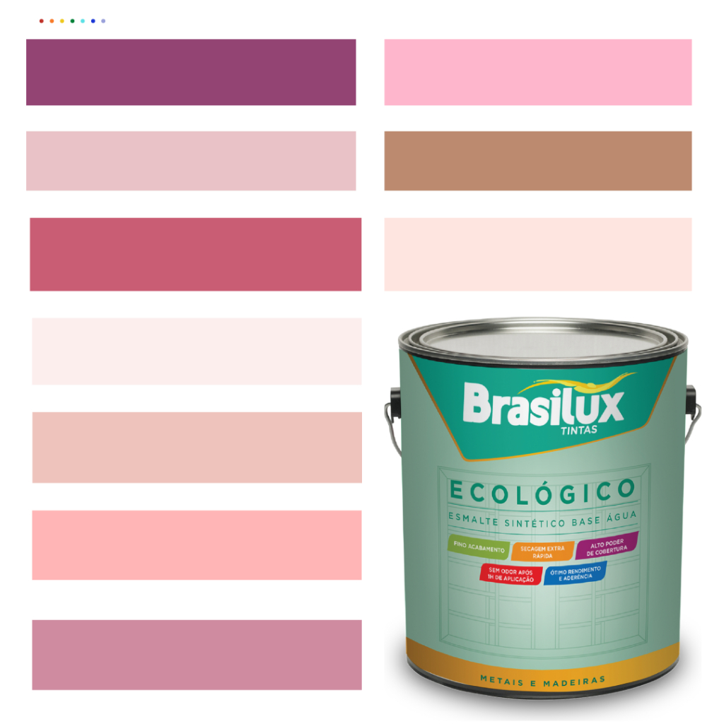 Esmalte Sintético Base Água Brasilux Ecológico Cor Rosa 3,2L Brilhante