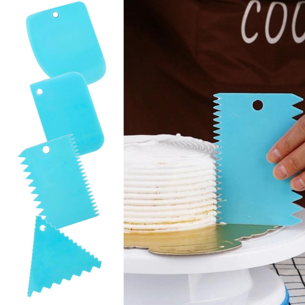 Kit 4 Espátula Decorativa Alisadora Confeiteiro Para Bolo e Doces