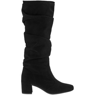 Bota Feminina Cano Longo Enrugada com Ziper Bico Quadrado Over Confortável 452 em Oferta na Shopee