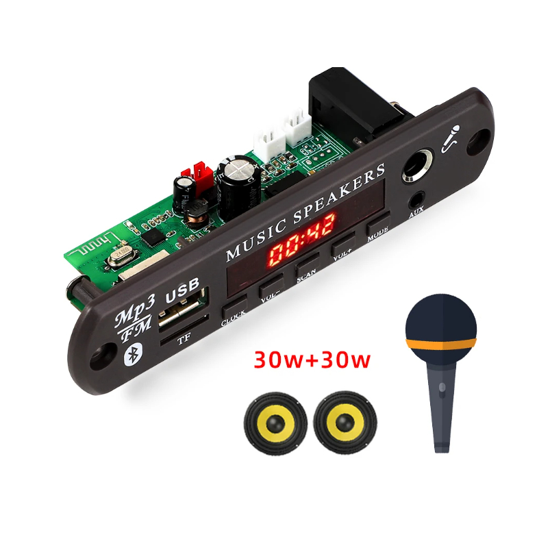 MODULO MP3 RADIO USB  AMPLIFICADO 2X 30W COM ENTRADA P10 MICROFONE KARAOKE