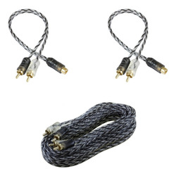 Kit 1 Cabo Rca 5 Metros + 2 Cabos Y 2m1f PVC Transparente com Preto Plugs de Alta Pressão Ponta Blindada Cobre Taramps