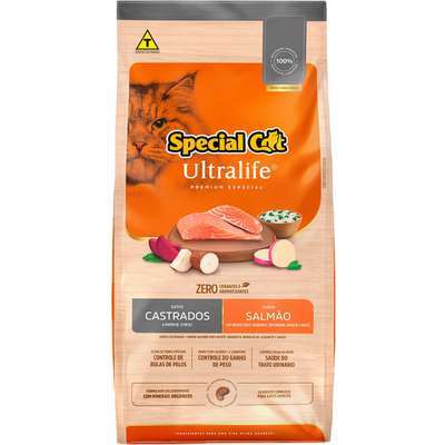 Ração Seca Special Cat Ultralife Premium Especial Salmão e Arroz para Gatos Castrados 10,1kg