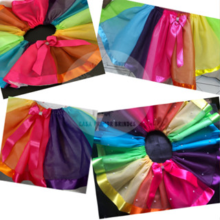 Saia de Tule arco íris Adulto com foro sob medida 40 a 75 cm