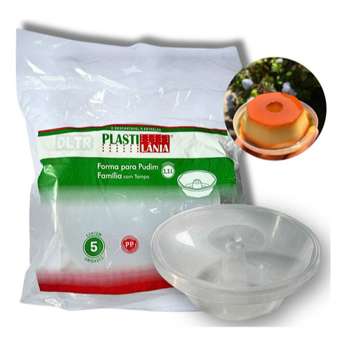 Forma de Pudim Redonda com Tampa Forma Forneavel Tamanho Familia c/ 5un 1100ml em Oferta na Shopee