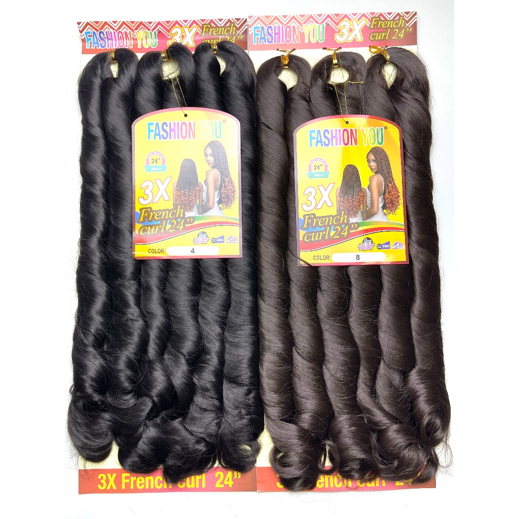 Jumbo Liso Ondulado Cabelo Boho French Curl Fibra Sintética Premium 400g Para Tranças Crochet Braids