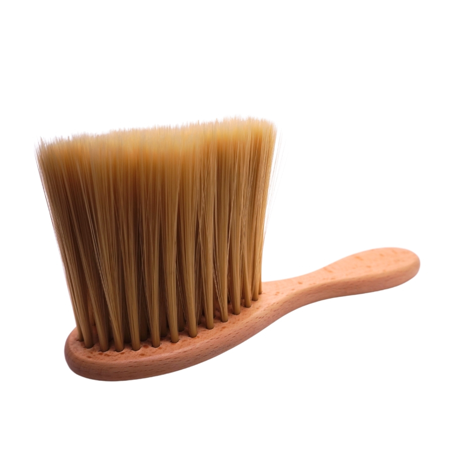 Espanador Pincel Disfarce Com Cerdas Longas Feito e Cabo 100% de Madeira Para Remover Limpar Resto de Pelos, Cabelo e Sujeiras, Ideal Para Barbearia e Salão de Beleza