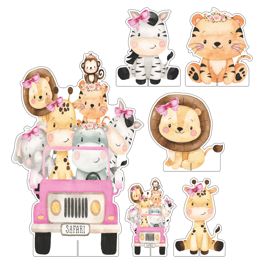 Mini Kit Display Festa Infantil Safari Aquarela Feminino DK
