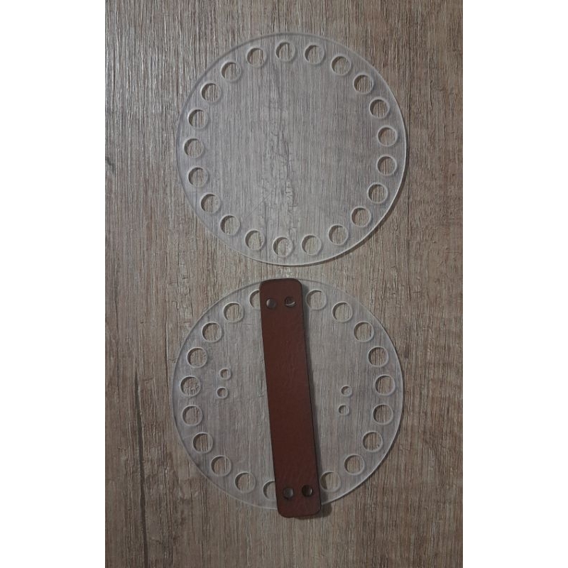 Kit base e tampa 10 cm acrilico 2mm com alça de sintético para crochê (2000000000139) em Oferta na Shopee