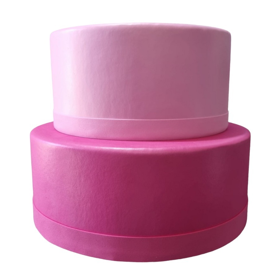 Bolo Fake Rosa Bebê e Rosa Pink (Cenográfico) Ideal Para Decorar 02 Andares Para Festas