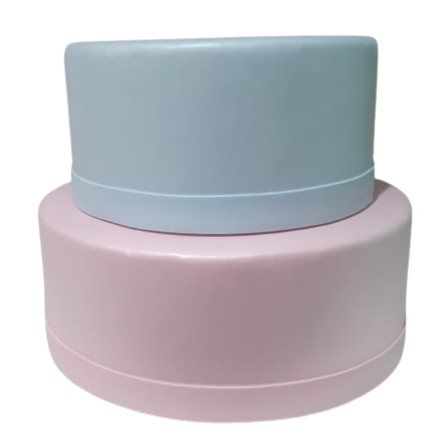 Bolo Fake Azul Candy e Rosa Candy (Cenográfico) Ideal Para Decorar 02 Andares Para Festas