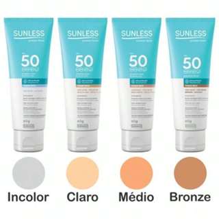 Protetor Solar Facial Sunless FPS 50 Farmax 60g A Escolher Incolor Bege Claro Médio Bronze