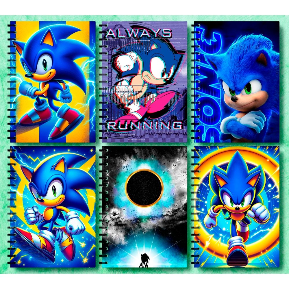 Adesivos Personalizado Capa para Caderno Sonic [ 01-06 ] Game Jogo Infantil Filme Ouriço Hedgehog