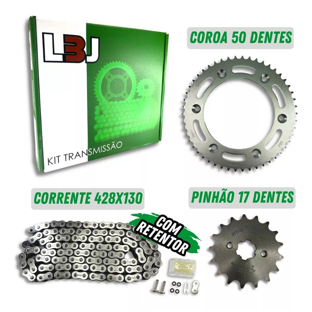 Kit Relação Transmissão Com Retentor Oring Bros 150 2006 a 2022-LBJ