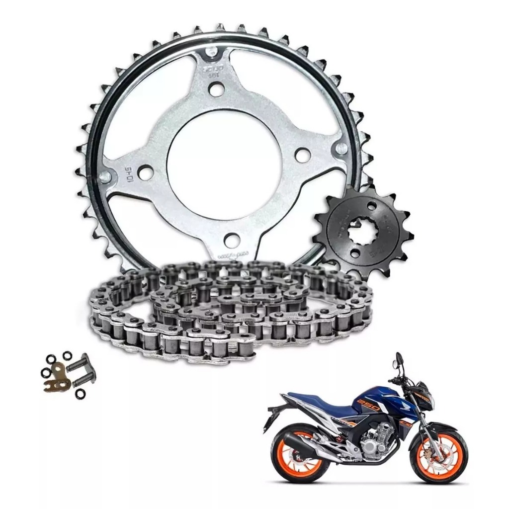 Kit Relação Transmissão Motos Cb250F Twister 2016 Com Retentor e Sem Retentor