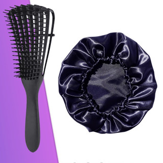 Kit Escova Polvo + Touca de Cetim Para Cabelo Beleza E Saúde Dos Fios Cabelos Grandes E Saudaveis- Mulher - Promoção