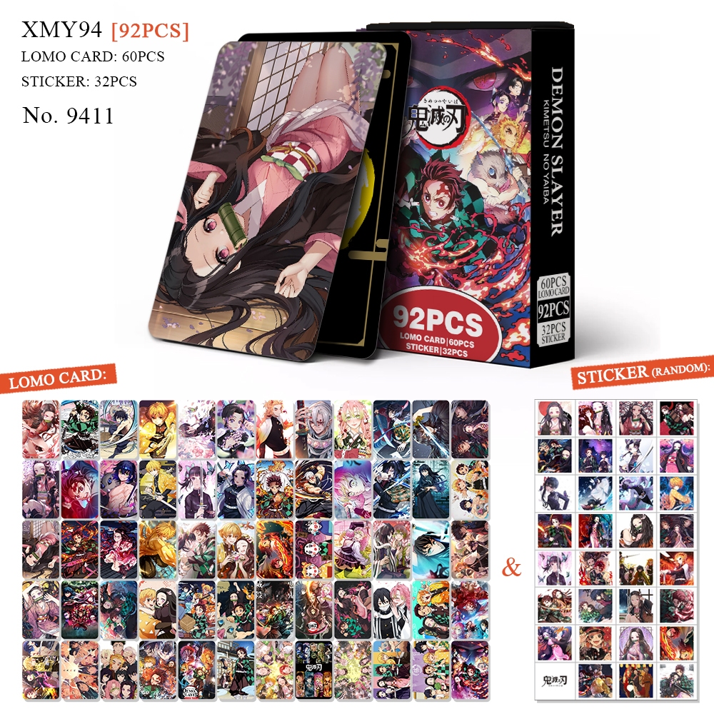 Anime 60pcs/box com 32pcs adesivo Demon Slayer Photocard Pronto Para Ser Cartão LOMO Postal De Coleção