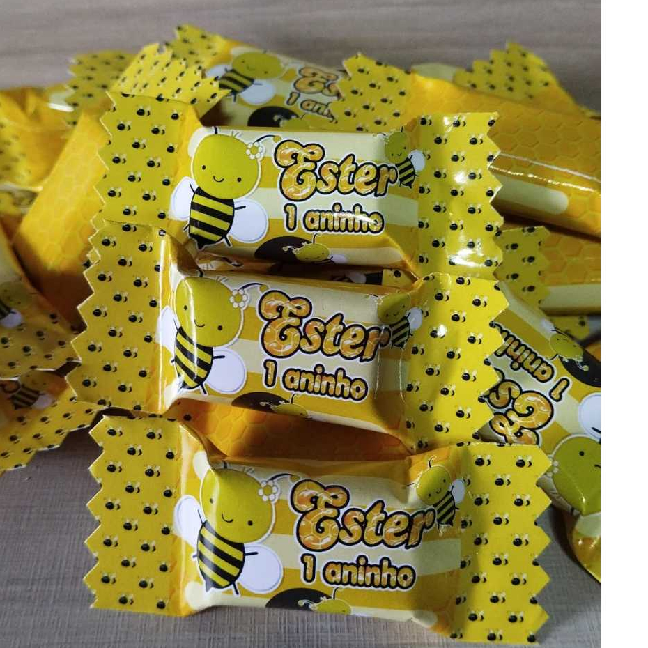 50 Balas personalizada para festa infantil Lembrancinha Abelhinha