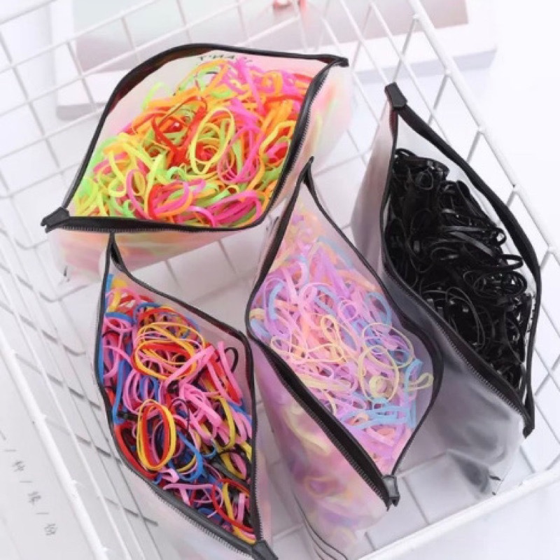 500 Peças Bolsa Elástico De Cabelo Feminino Descartável Multicolorido em Oferta na Shopee