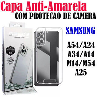 Capinha Space Acrílico Transparente Samsung A54/A34/A14/M14/M54/A24/A25 Protetora Anti Amarelo
