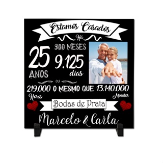 Azulejo Personalizado Bodas de Prata – 25 Anos de Casamento com Foto e Nome em Oferta na Shopee