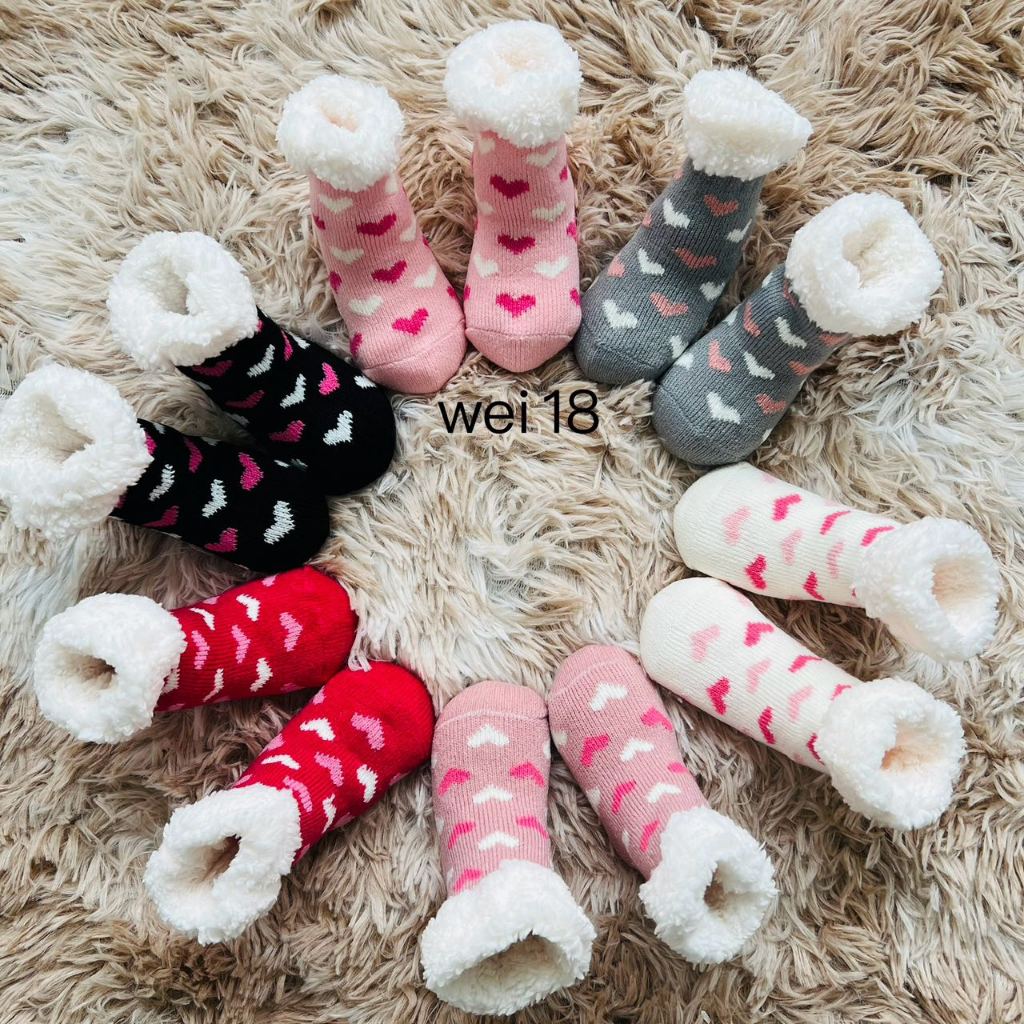 Kit 1-6 pares de meias térmicas espessas e antiderrapantes 0-12 meses Menina