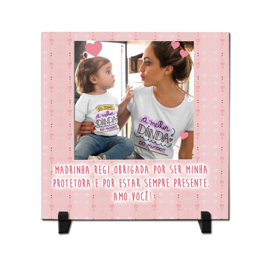 Azulejo Personalizado Madrinha Dinda Presente Batizado Batismo Decoração Lembrança