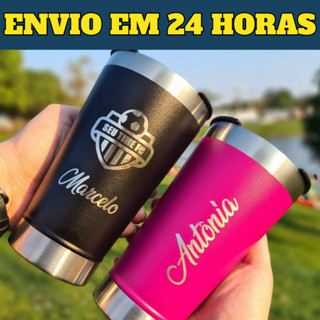 Copo Térmico PERSONALIZADO com seu NOME, LOGO OU TIME, ENTREGA RAPIDA - com tampa e abridor 473ml