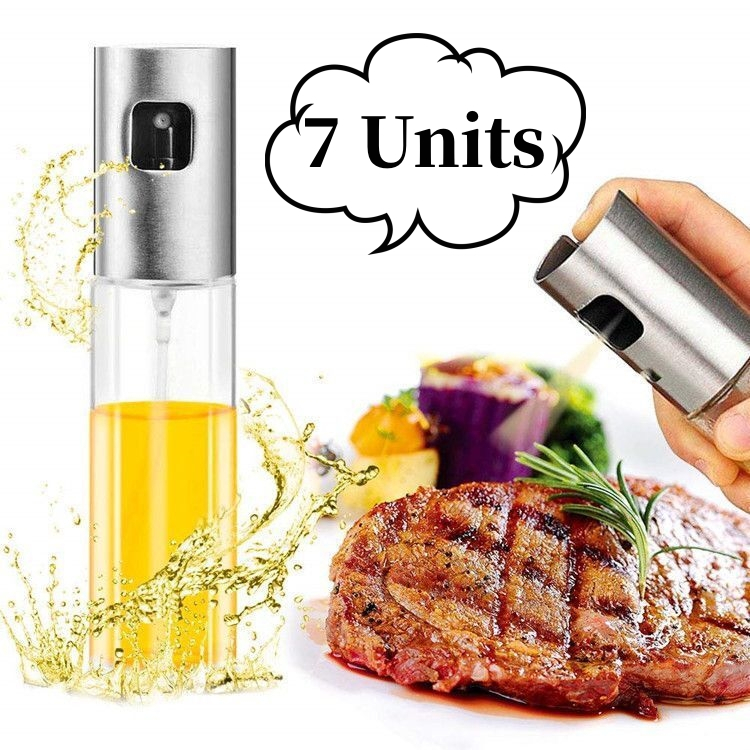 7 Units Spray Pulverizador Vidro Inox Borrifador Azeite Vinagre Essenciais Pratos Para Cozinha