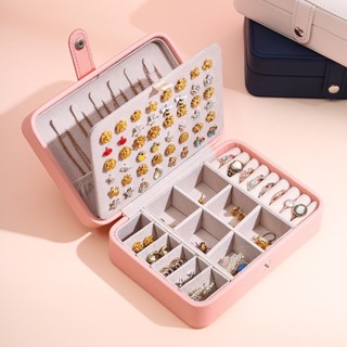Porta Jóias Multi-Função Portátil De Couro Organizador De Duplo Compartimentos Jóias Bijuterias