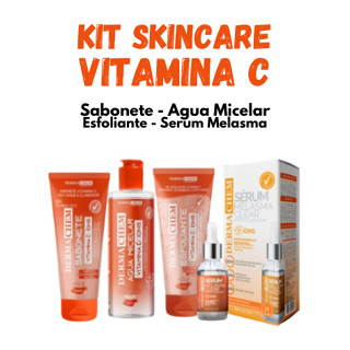 Kit Skin Care Clareador Vitamina C com Serum Melasma para Manchas Dermachem