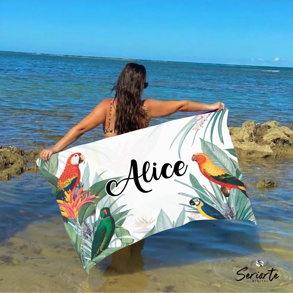Canga Saída De Praia Personalizada Com Nome Modelo 2