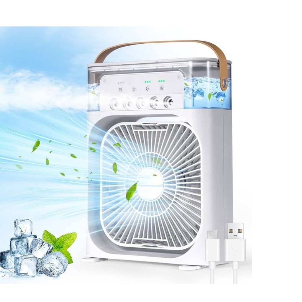 Air Cooler Fan Ventilador Portátil 3 Velocidades C/ Led Filtro Perfumante Ar Gelado